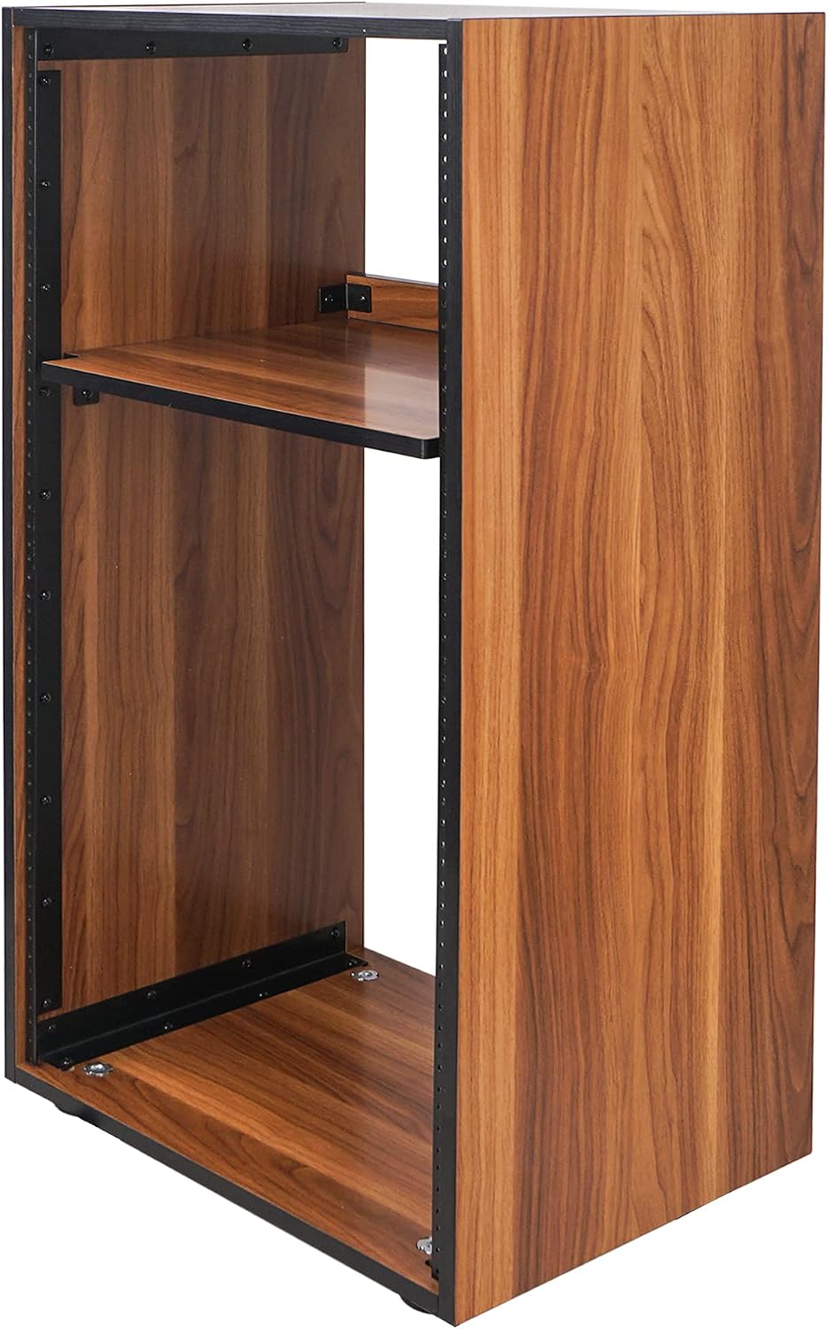 Sound Town DIY 20U Studio Rack with Furniture Grade Walnut Laminate, Rubber Feet, Casters (SDRK-20WN)