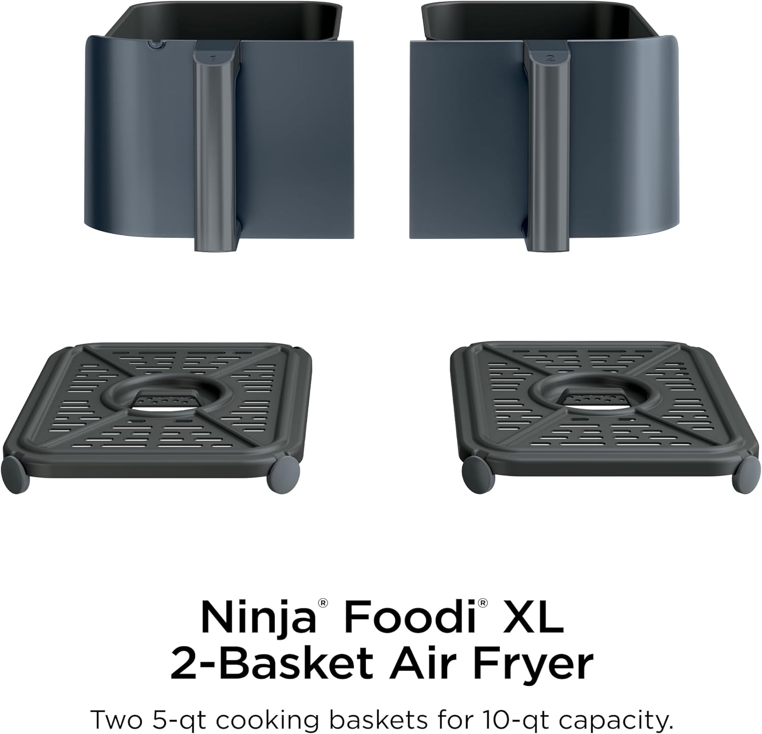 Ninja Foodi Air Fryer w/Smart Cook Thermometer | 6-in-1 Air Fry, Roast, Bake, Dehydrate & More | DualZone™ Match Cook & Smart Finish, 2 Independent Baskets | XL 10 Qt, Stainless Steel | Grey,DZ550GY