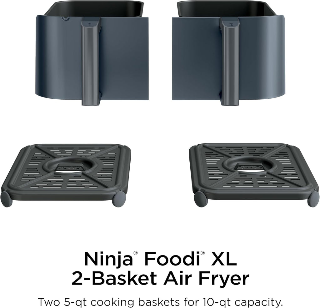 Ninja 6-in-1 10 QT Air Fryer, Foodi Smart Thermometer, Roast, Bake, Air Fry, Crisps, Broil, Reheats, Keep Warm, Fries, Frozen Food, Veggies, & Meat, Light Grey, DZ550GY (Renewed)