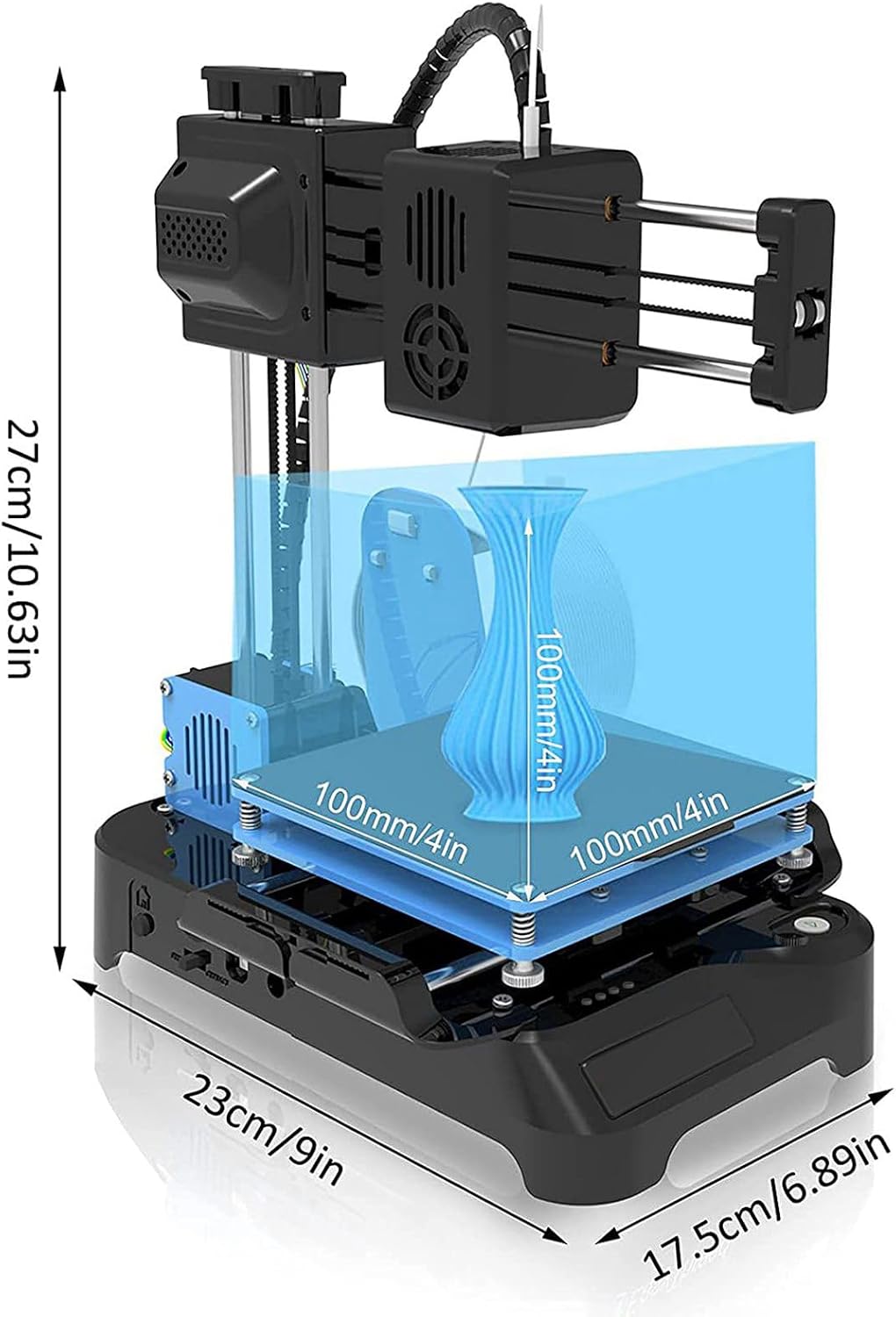 EasyThreed Printing Machine for Kids Mini Desktop 100x100x100mm Print Size No Heated Bed One-Key Printing with TF Card PLA Sample Filament for Beginners Household Education