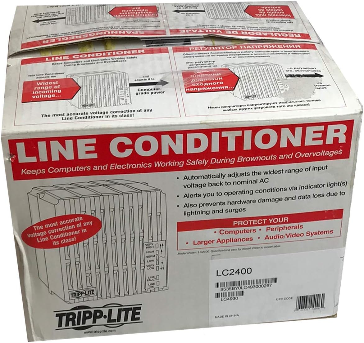 Tripp Lite LC2400 Lite 2400W Mini Tower Line Conditioner - Surge, EMI / RFI, Over Voltage, Brownout protection - NEMA 5-15R, NEMA 5-20R - 110 V AC Input - 2.40 kVA - 2.40 kW