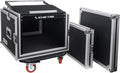Sound Town Shock Mount 8U ATA Rack Case with 21' Rackable Depth, 11U Slant Mixer Top and Casters, 8-Space Size - Pro Tour Grade (STMR-SP8UW)