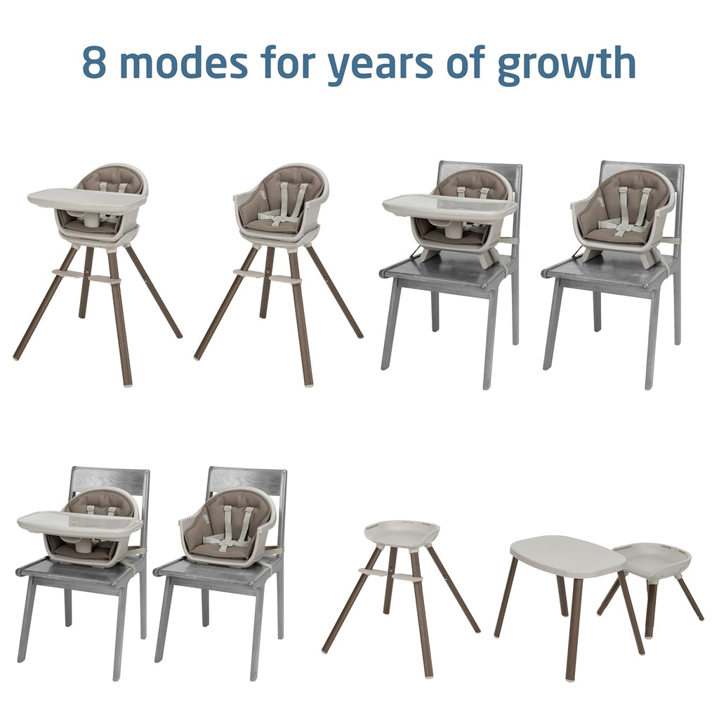 Maxi-Cosi Moa 8-in-1 High Chairs for Babies and Toddlers, Machine Washable Infant High Chair, Compact, Convertible High Chair Lightweight Design, Truffle