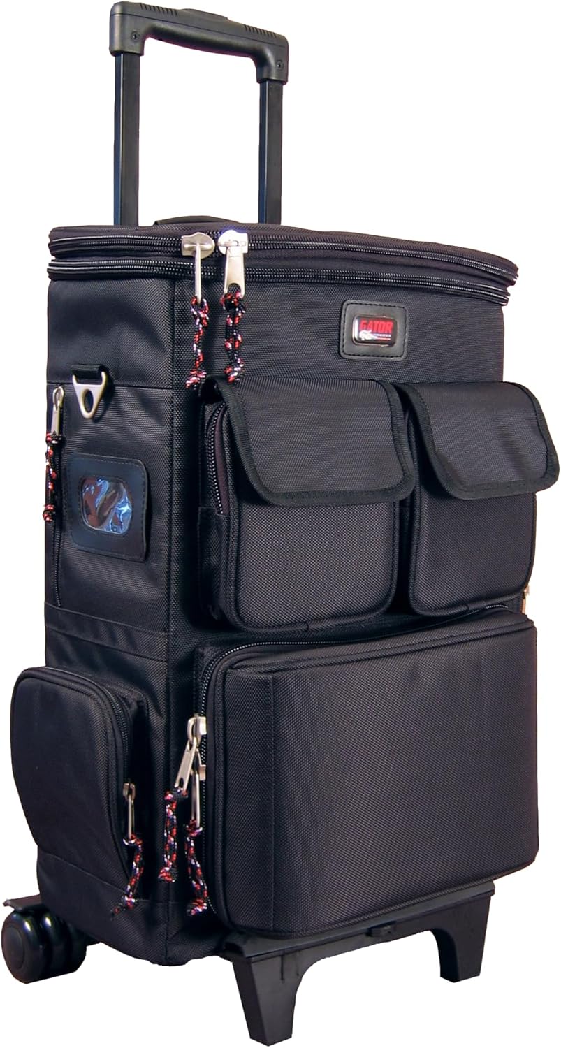 Gator Cases Lightweight Rolling Backpack Case with Pull Handle Fits 25-Note Micro Controllers and Laptop, (GK-LT25W)