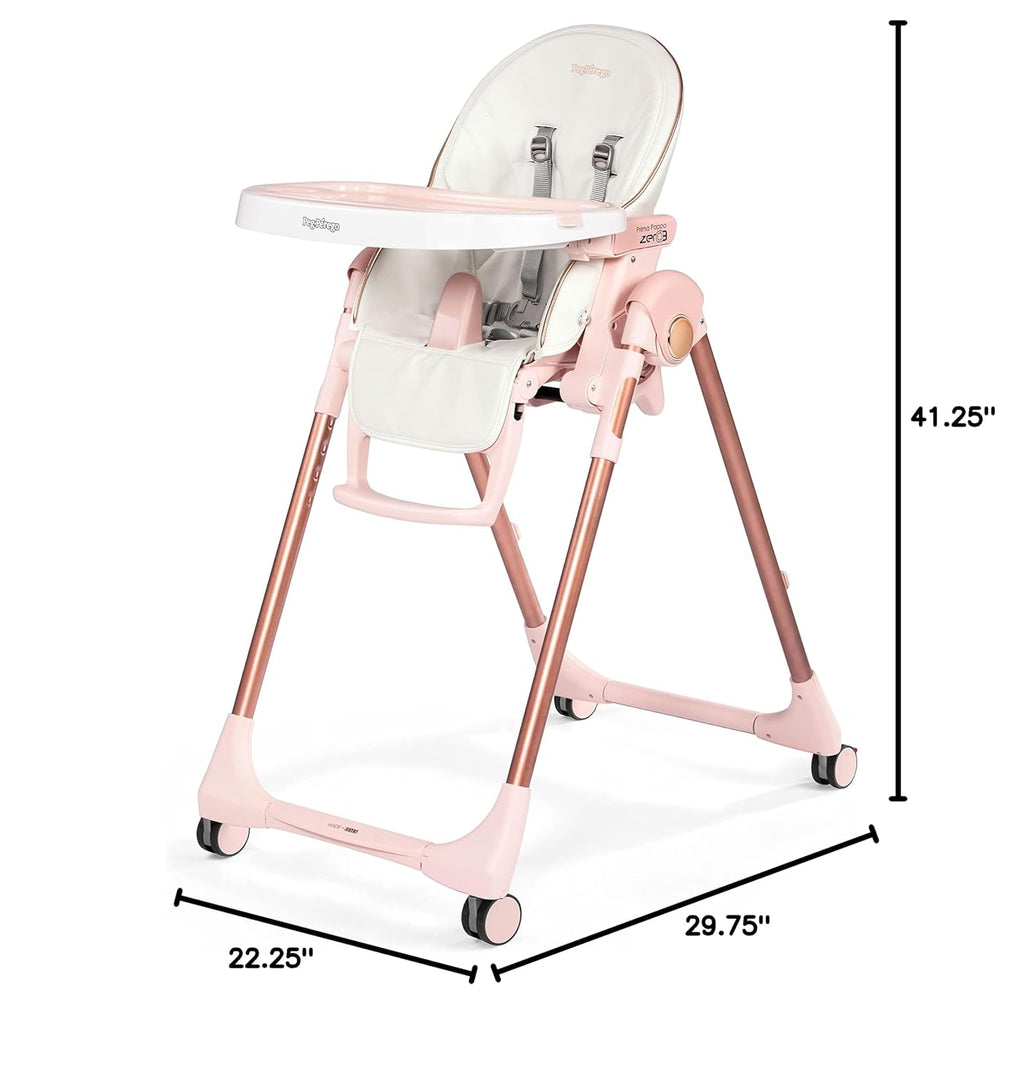 Peg Perego Prima Pappa Zero 3 - High Chair - for Children Newborn to 3 Years of Age - Made in Italy - Mon Amour (Rose Gold & White)