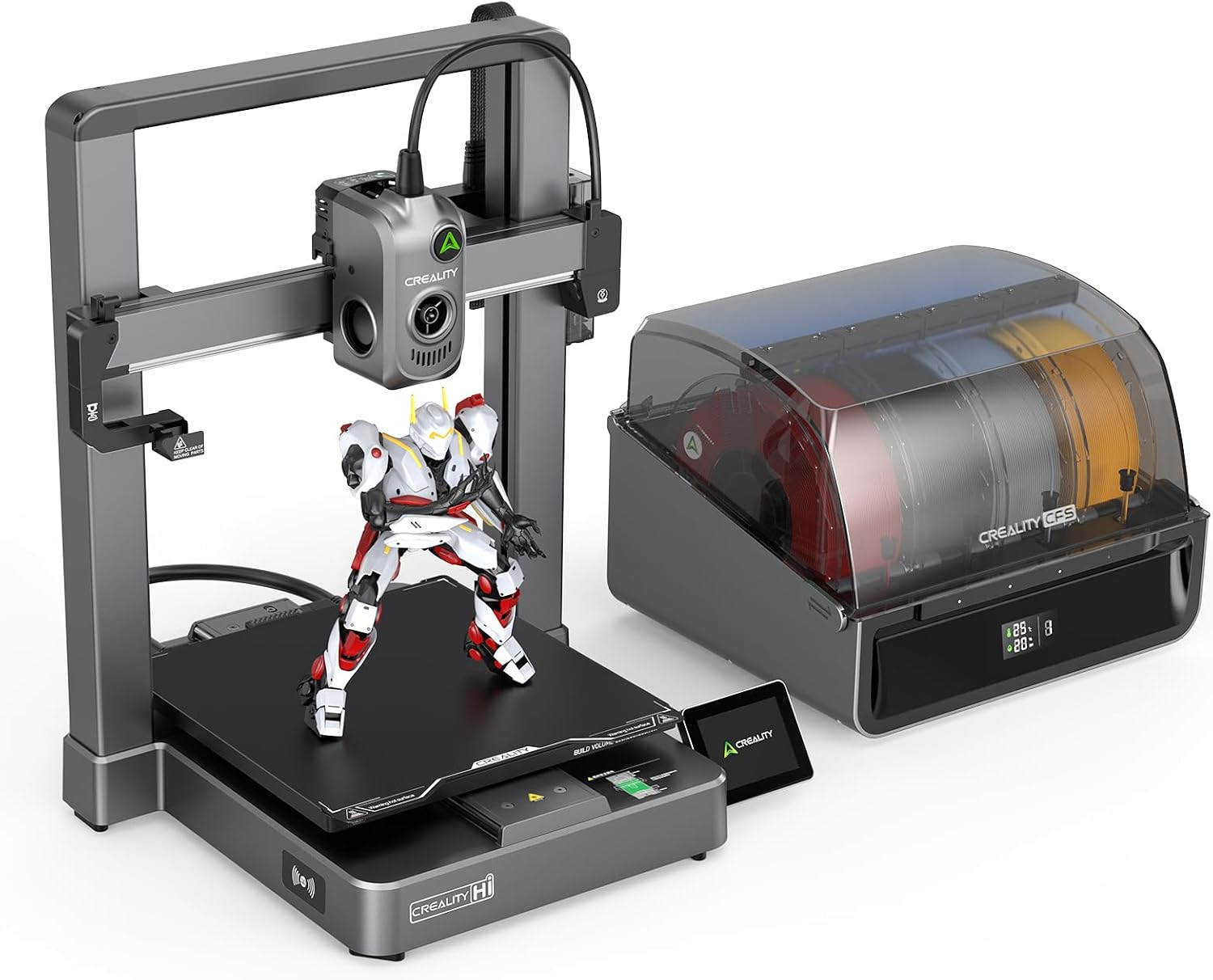 Creality Hi Combo (A) 3D Printer Multi Color 3D Printer with CFS 95% Pre-Assemble 500mm/s High Speed Auto-Leveling Automatic Filament Reading All-Metal Frame 10.24×10.24×11.81inch