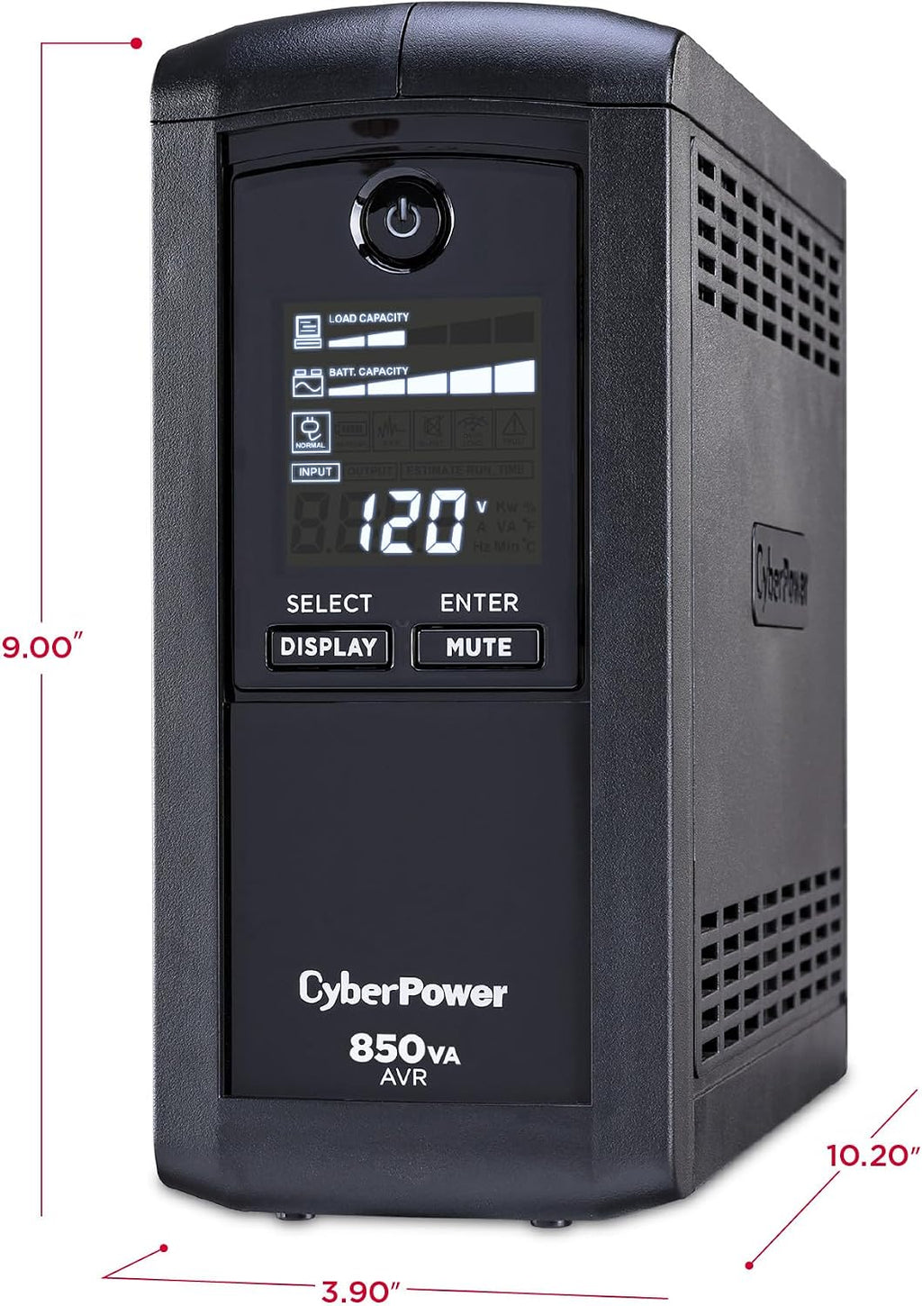 CyberPower CP850AVRLCD Intelligent LCD UPS Battery Backup and Surge Protector, 850VA/510W, 9 Outlets, AVR, Mini-Tower, UL Certified