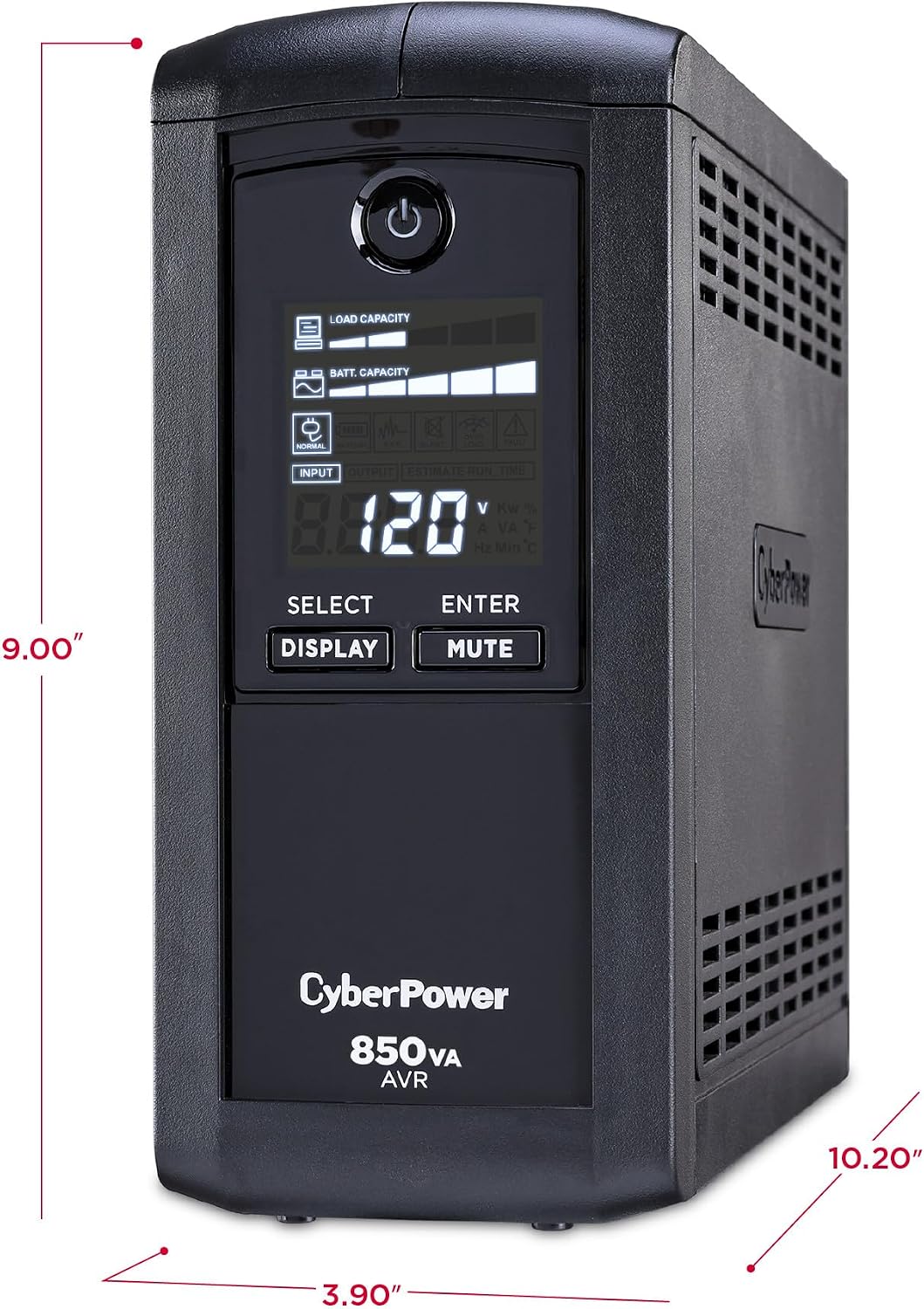 CyberPower CP850AVRLCD Intelligent LCD UPS Battery Backup and Surge Protector, 850VA/510W, 9 Outlets, AVR, Mini-Tower, UL Certified