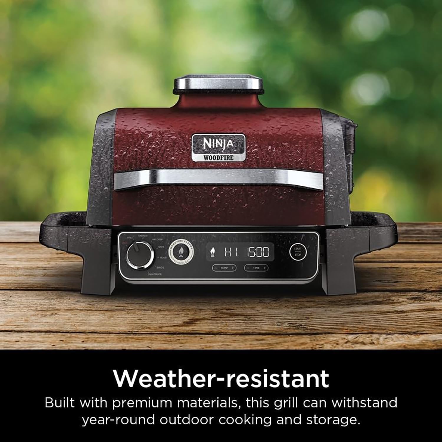 Ninja OG701 Woodfire Outdoor Grill & Smoker, 7-in-1 Master Grill, BBQ Smoker, Air Fryer plus Bake, Roast, Dehydrate, & Broil, uses Woodfire Pellets(1 Pack Included), Portable, Electric, Red