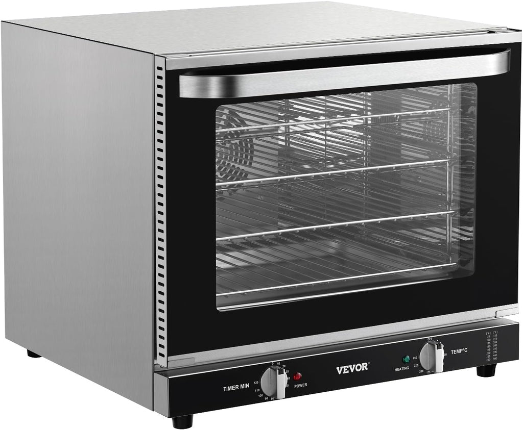 VEVOR Commercial Countertop Oven, 66L 4-Tier Toaster Ovens with Tempered Glass Door, Wire Racks & Tray, 2800W Stainless Steel Baking Ovens for Restaurant Bakery (AC208~240V,60Hz, 6-20P Plug & Outlet)