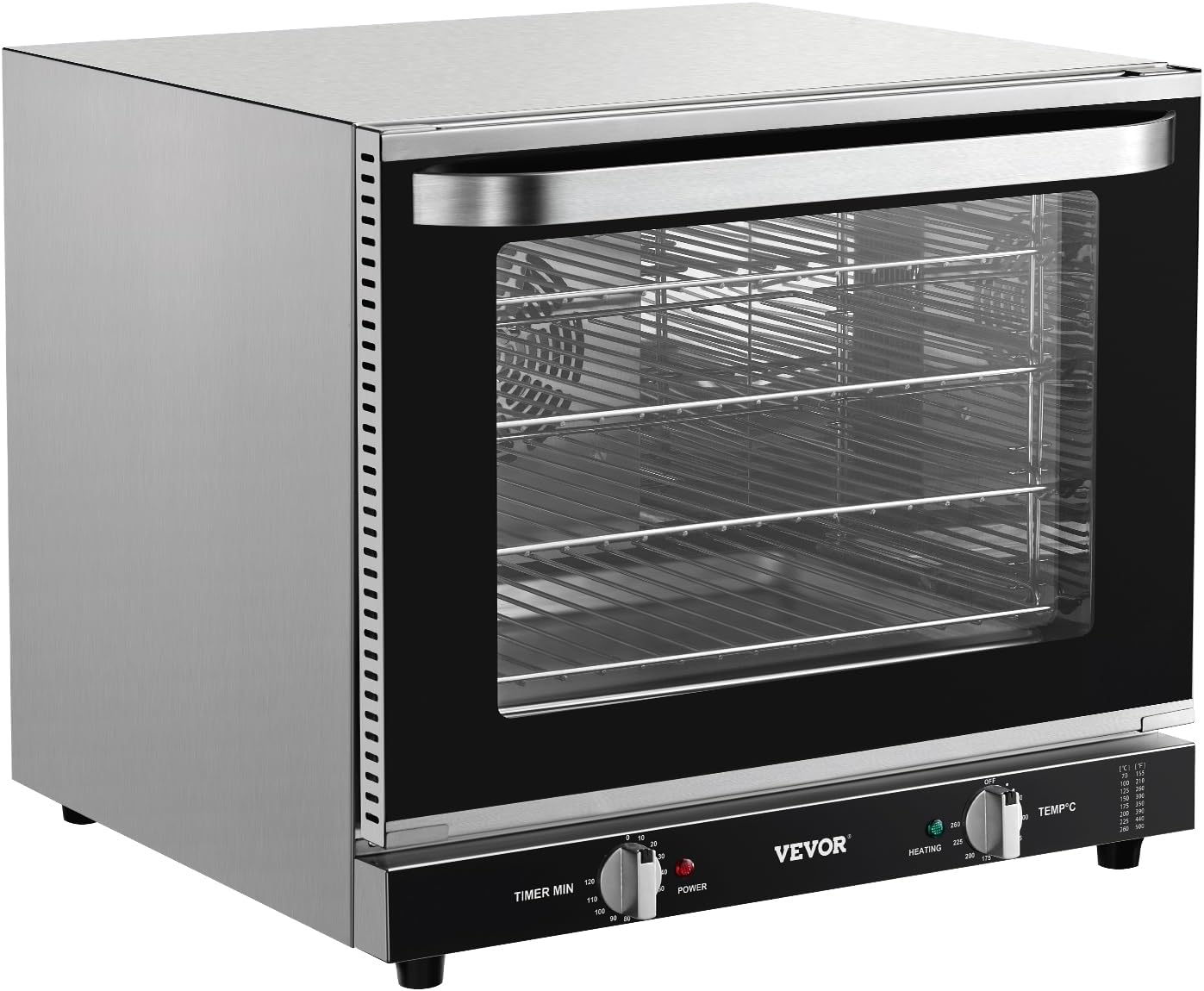 VEVOR Commercial Countertop Oven, 66L 4-Tier Toaster Ovens with Tempered Glass Door, Wire Racks & Tray, 2800W Stainless Steel Baking Ovens for Restaurant Bakery (AC208~240V,60Hz, 6-20P Plug & Outlet)