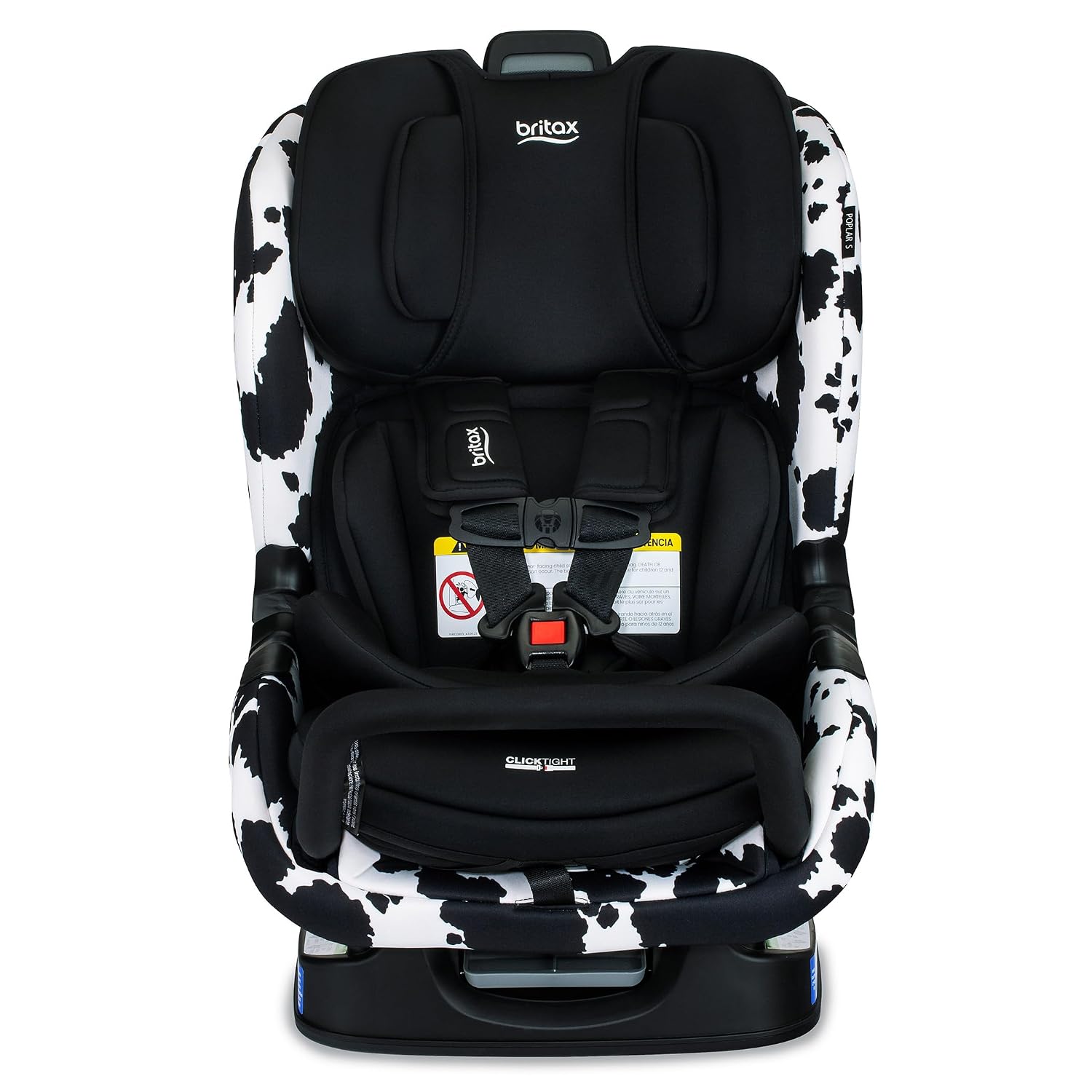 Britax Poplar S Convertible Car Seat, 2-in-1 Car Seat Extended Rear Facing, 17' Slim Car Seat Design with Fast & Easy ClickTight Installation, Anti-Rebound Bar & SafeWash Fabrics — Cowmooflage