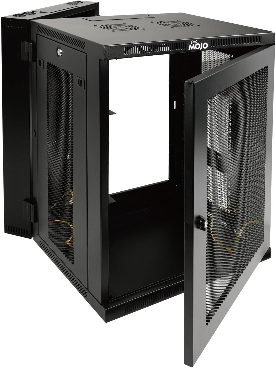 Tecmojo Fully Welded Server Cabinet, 15U Wall Mount Rack, 21.7inch Depth Network Rack, Mesh Door, Swing Out, Load Bearing 242lbs (110 kg), Network Cabinet for 19in Computer/AV/Data/IT Equipment