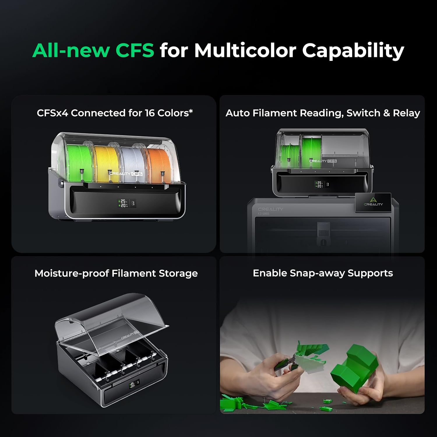 Creality K2 Plus Combo 3D Printer, Multi Color Printing with New CFS 600mm/s High-Speed Full Auto-Leveling Dual Al Camera Next-Gen Direct Drive Extruder Large Build Volume 13.78x13.78x13.78inch