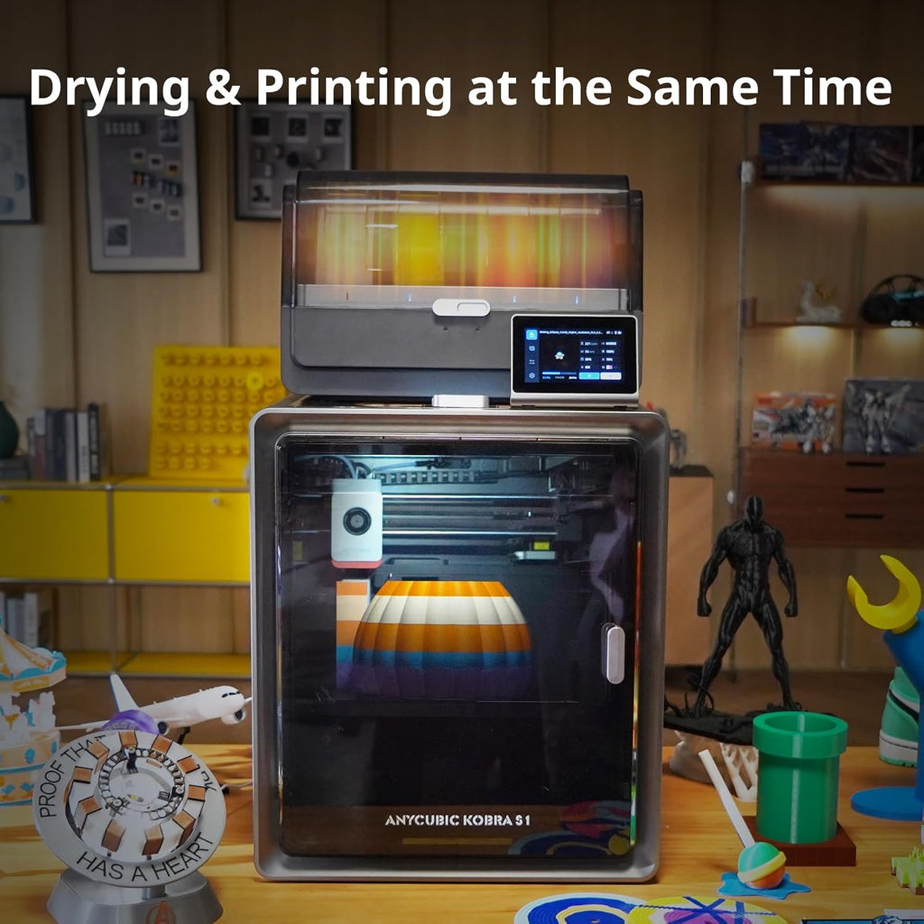 Anycubic Kobra S1 Combo 3D Printer, 4 Stunning Multicolor with Anycubic ACE PRO, 600mm/s High Speed and 320℃ Hotend Free-Clog Extruder, Intelligent Drying While Printing, Built-in Camera 250*250*250mm