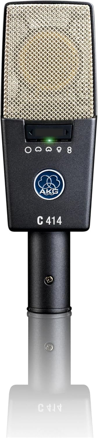 AKG Pro Audio C414 XLII Studio Grade Professional Large Diaphragm, Dual-Capsule, Vocal and Instrument Condenser Microphone with Rugged Aluminum Carrying Case. XLR Connector. Gray with Gold