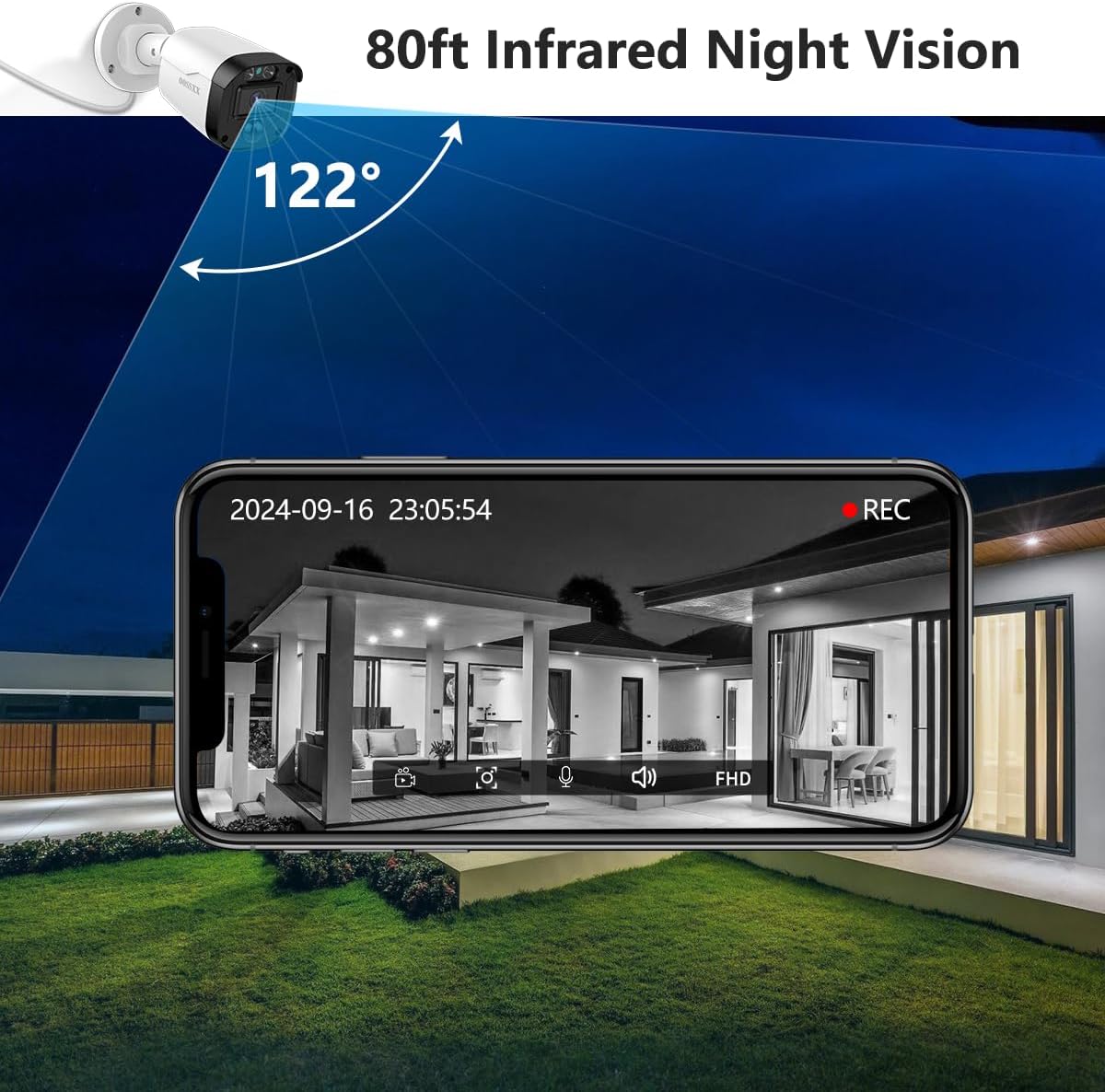 OOSSXX (2026 New) 5MP Wired Security Camera System, 8CH DVR with 3TB HDD, 8 CCTV Cameras (4 Bullet + 4 Dome), 122° Wide Angle, Free App No Monthly Fee, IP67 Outdoor Home Surveillance Kit