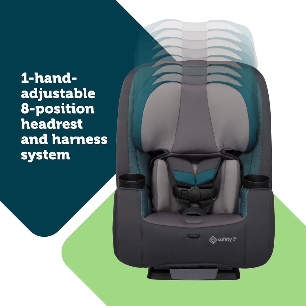 Safety 1st TriMate 3-in-1 Convertible Car Seat, Slim Fit, Infant to Big Kid Car Seat, Easy-Install Harness, Machine-Washable Cover, Dishwasher-Safe Cup Holders, 5-100 lbs, Sharkskin