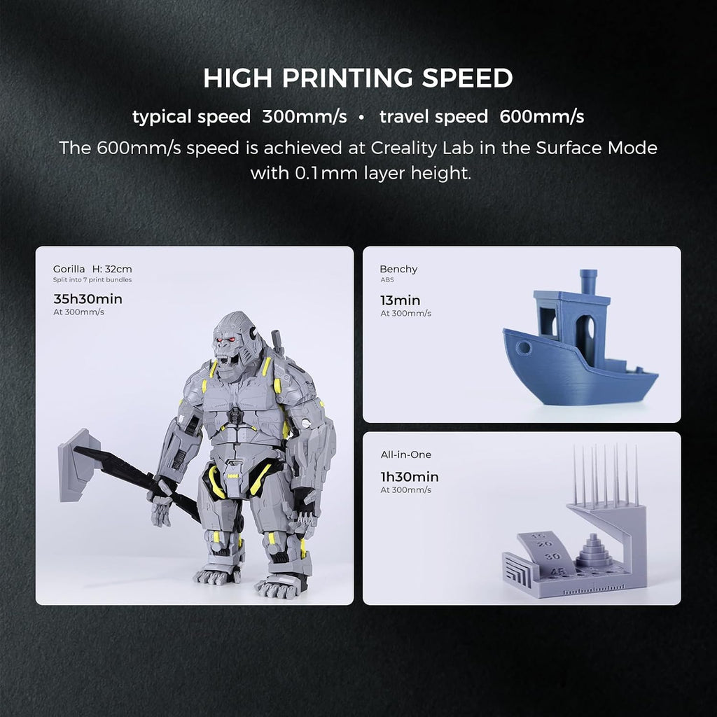 Creality K1 MAX 3D Printer Upgrade with 600mm/s Printing Speed 300°C High-Temperature Nozzle Direct Extruder Hands-Free Auto Leveling Dual Z Axes Stable Cube Frame 11.81x11.81x11.81inch