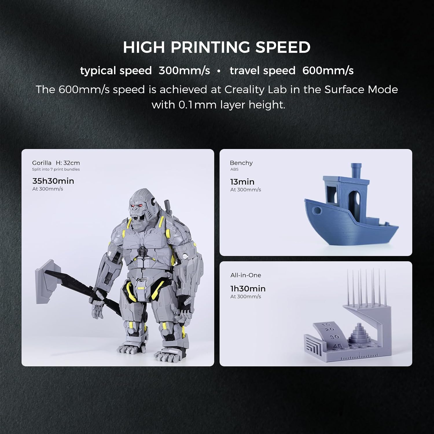 Creality K1 MAX 3D Printer Upgrade with 600mm/s Printing Speed 300°C High-Temperature Nozzle Direct Extruder Hands-Free Auto Leveling Dual Z Axes Stable Cube Frame 11.81x11.81x11.81inch