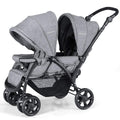 BABY JOY Double Stroller, Foldable Lightweight Twin Stroller with Tandem Seating, Adjustable Backrest/Canopy/Footrest, 5-Point Harness, Storage Basket, Newborn and Toddler (Gray)