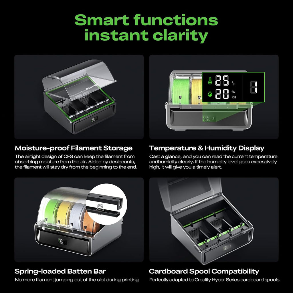 Creality CFS Multi Color Auto Filament System Anti-Moisture Filament Storage Auto-Switch & Run-Out Alerts 4-Channel Parallel Printing 16 Colors 3D Printing for K2 Plus, Hi 3D Printer