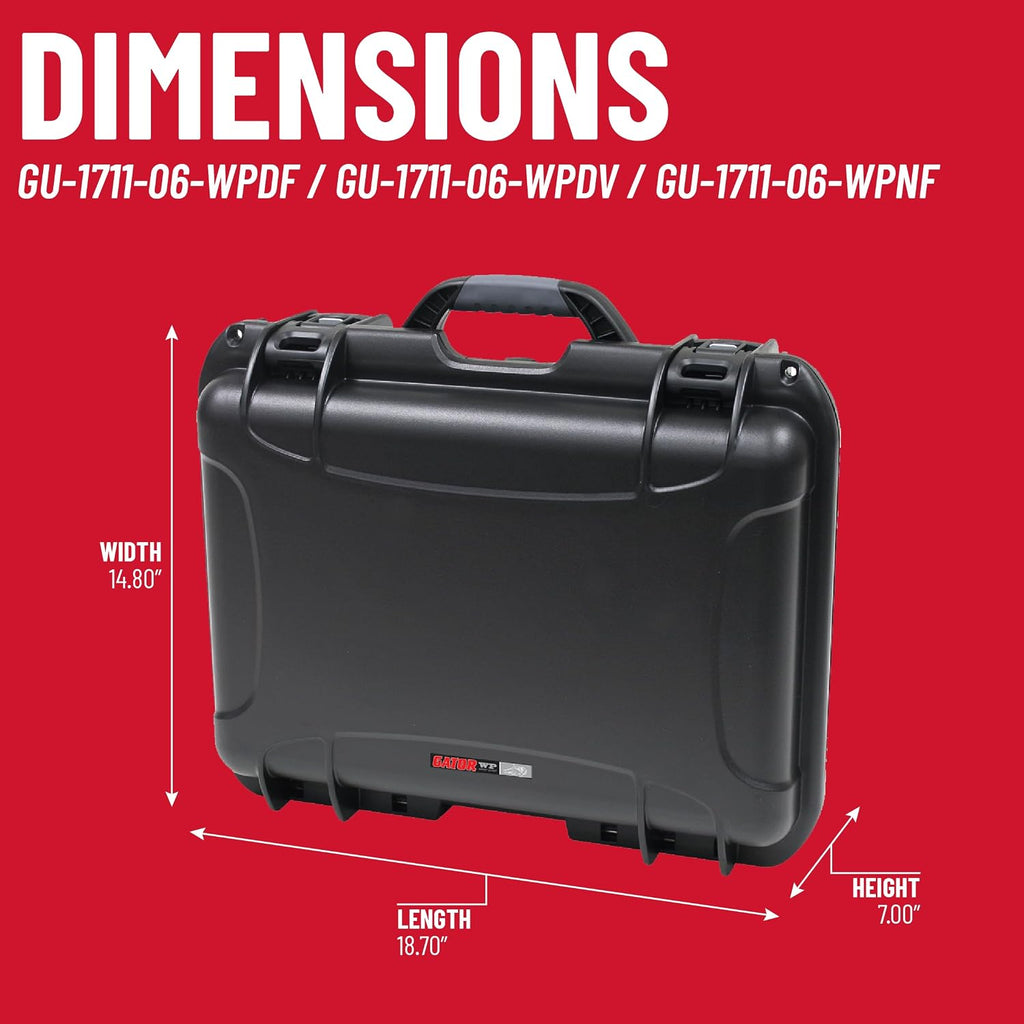 Gator Cases Titan Series Waterproof Utility/Equipment Case with Diced Foam Insert, 17' x 11.8' x 6.4' (GU-1711-06-WPDF)