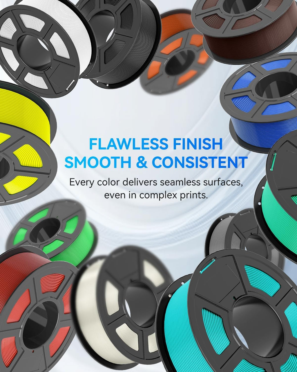 JAYO PLA+ Filament 1.75mm, 3D Printer Filament Dimensional Accuracy +/- 0.02 mm, 1.1 Kg per Spool, Black+White+Gray+Blue+Red+Green+Orange+Yellow+Pink+Transparent of 10