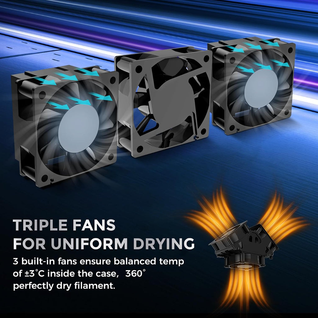 SUNLU Official Filament Dryer S4, 4-Spool Filament Storage Box with Auto Humidity Control, 350W PTC Fast Heating, 70℃ Max Temperature for 3D Printer Filament, S4 Black