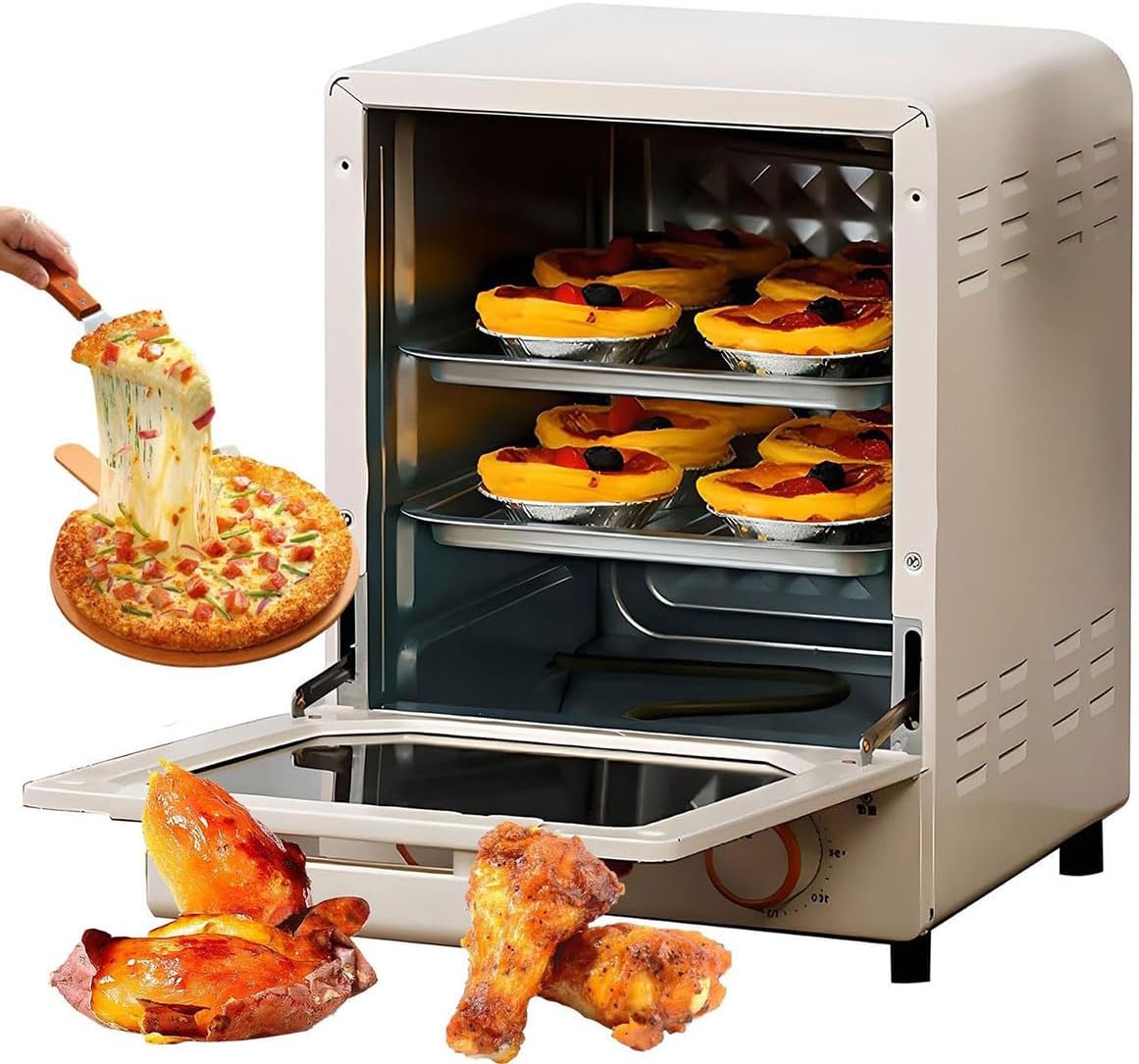 750W Countertop Mini Oven Air Fryer, 15L Electric Household Multi-function Oven with Adjustable Temperature and Timer, Air Fryer Toaster Oven Combo 360° Hot Air Circulation