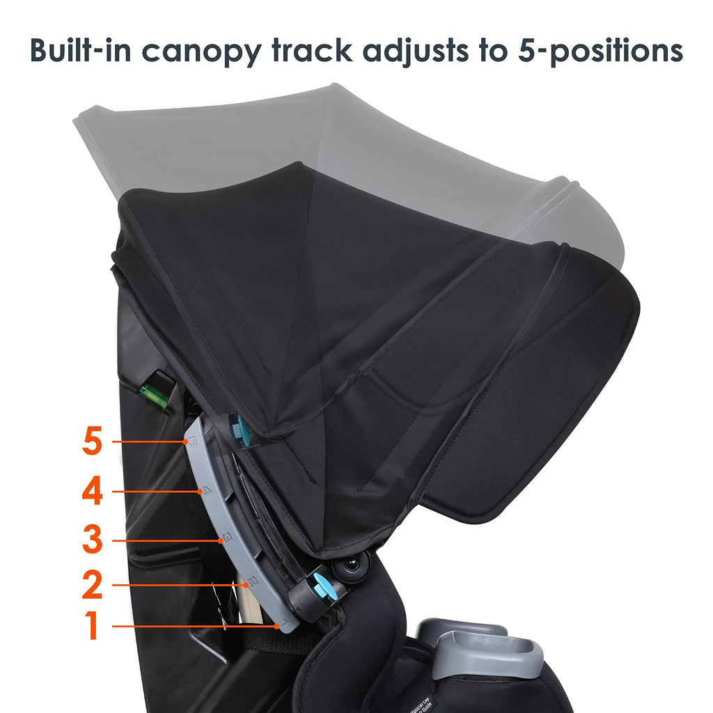 Baby Trend Cover Me™ 4-in-1 Convertible Car Seat, Scooter – Built-in Canopy, 4-Stage Growth System, Plush Comfort Padding, Multi-Position Recline