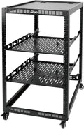 TECMOJO 20U Open Frame Network Rack for IT & AV Gear, 4-Post With Casters, Mobile With 2 PCS 1U Server Shelf & Mounting Hardware, for 19' Network, Audio and Video Device