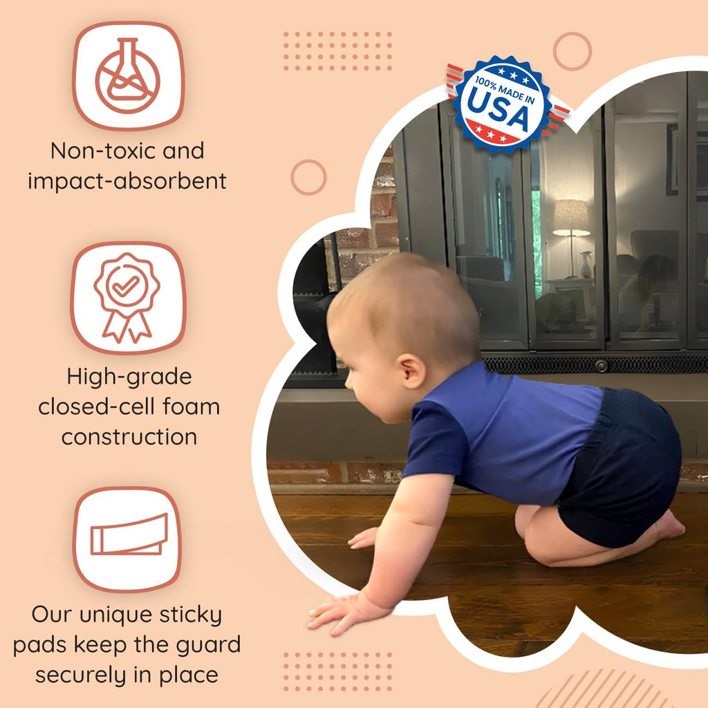 Soft Seat Edge Cushion Fireplace Hearth Guard Bumper Pad Child Proof Padding (Medium, Gray-fits Width from-69-80')
