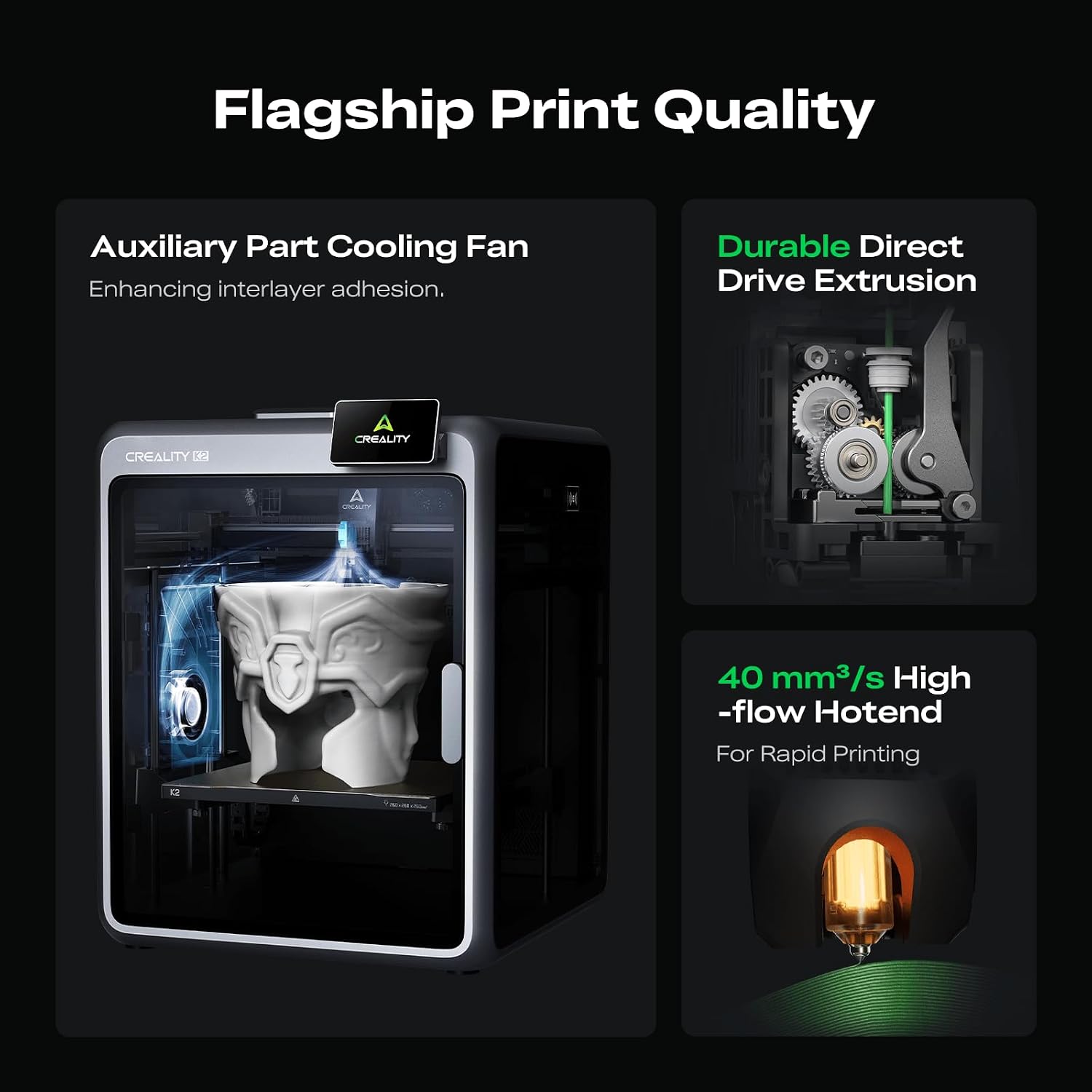 Creality K2 Combo 3D Printer, Multicolor Printing with CFS, High-Speed 600mm/s, Smart Auto Leveling, Quiet Printing, 300°C Nozzle, Dual AI Camera, Direct Drive Extruder, Build Volume 260x260x260mm