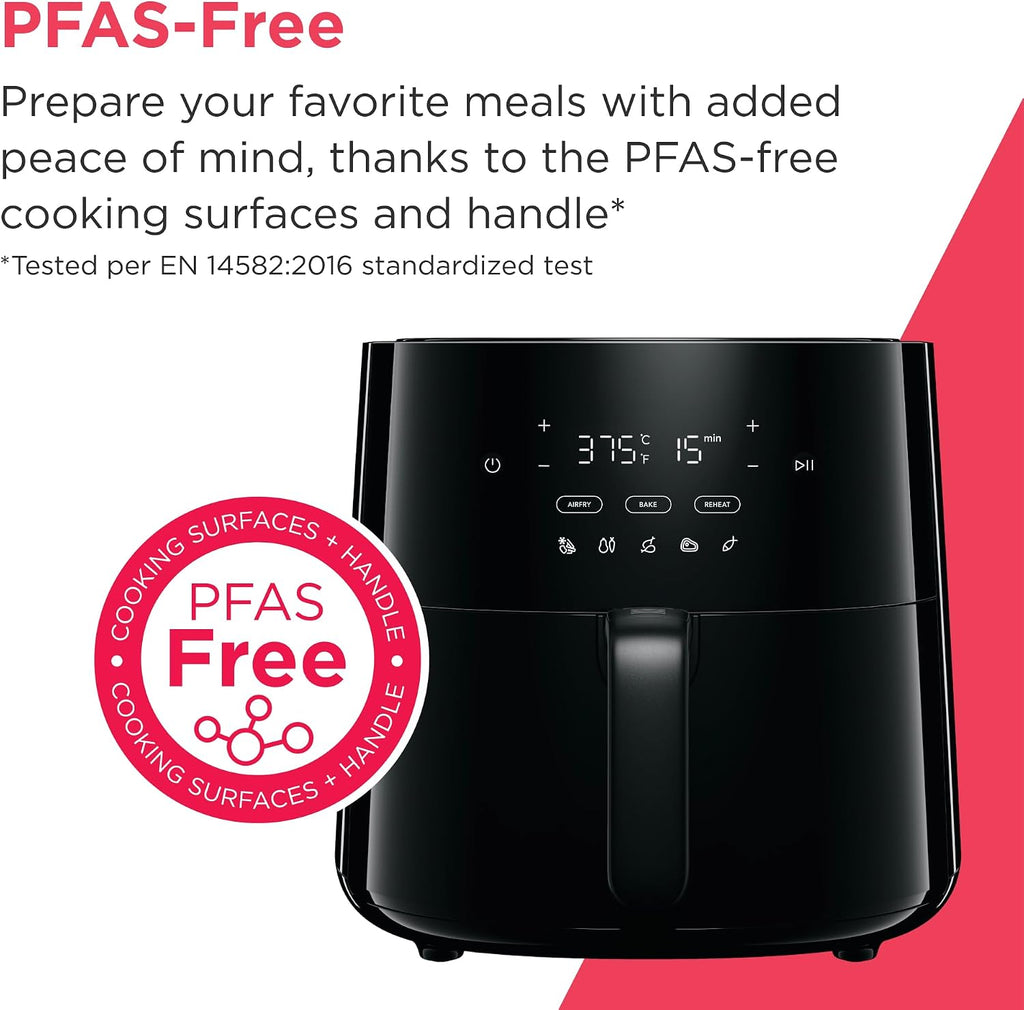 Frigidaire 3-in-1 Air Fryer, Large 5.3 QT Capacity, Digital Display, 3 Cooking Modes, 5 Recipe Presets, Automatic Shake Reminder, PFAS-Free Cooking Surfaces, Black
