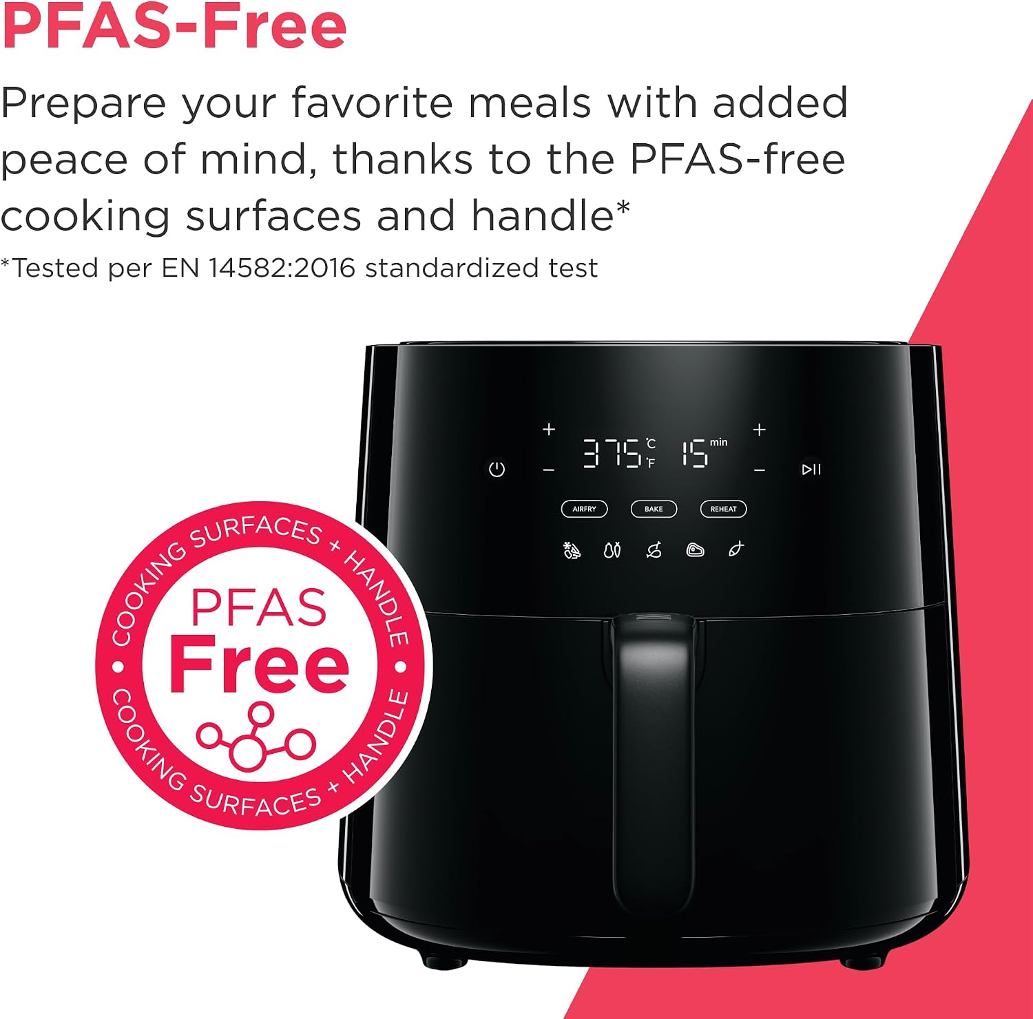 Frigidaire 3-in-1 Air Fryer, Large 5.3 QT Capacity, Digital Display, 3 Cooking Modes, 5 Recipe Presets, Automatic Shake Reminder, PFAS-Free Cooking Surfaces, Black