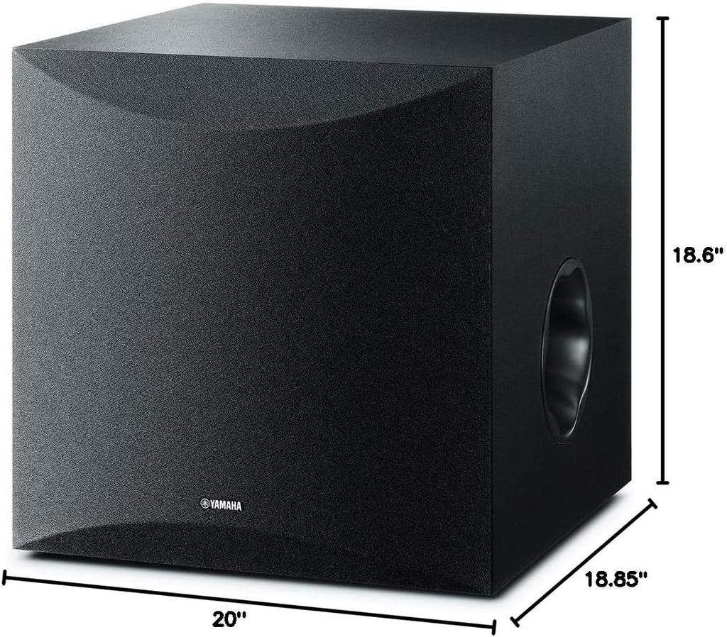 YAMAHA RX-V385 5.1-Channel 4K Ultra HD AV Receiver with NS-SW100BL 10' 100W Powered Subwoofer, Black