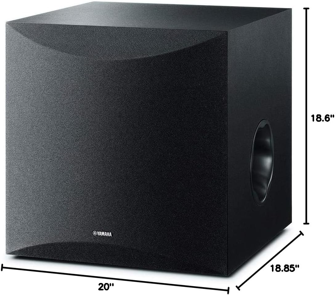YAMAHA RX-V385 5.1-Channel 4K Ultra HD AV Receiver with NS-SW100BL 10' 100W Powered Subwoofer, Black
