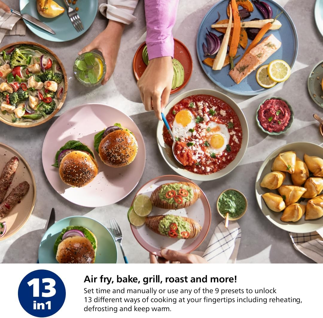 Philips Air Fryer 2000 Series - 13-in-1 functions, 6.6 Quarts, Compact Design with Cooking Window, Black, (NA231/00)