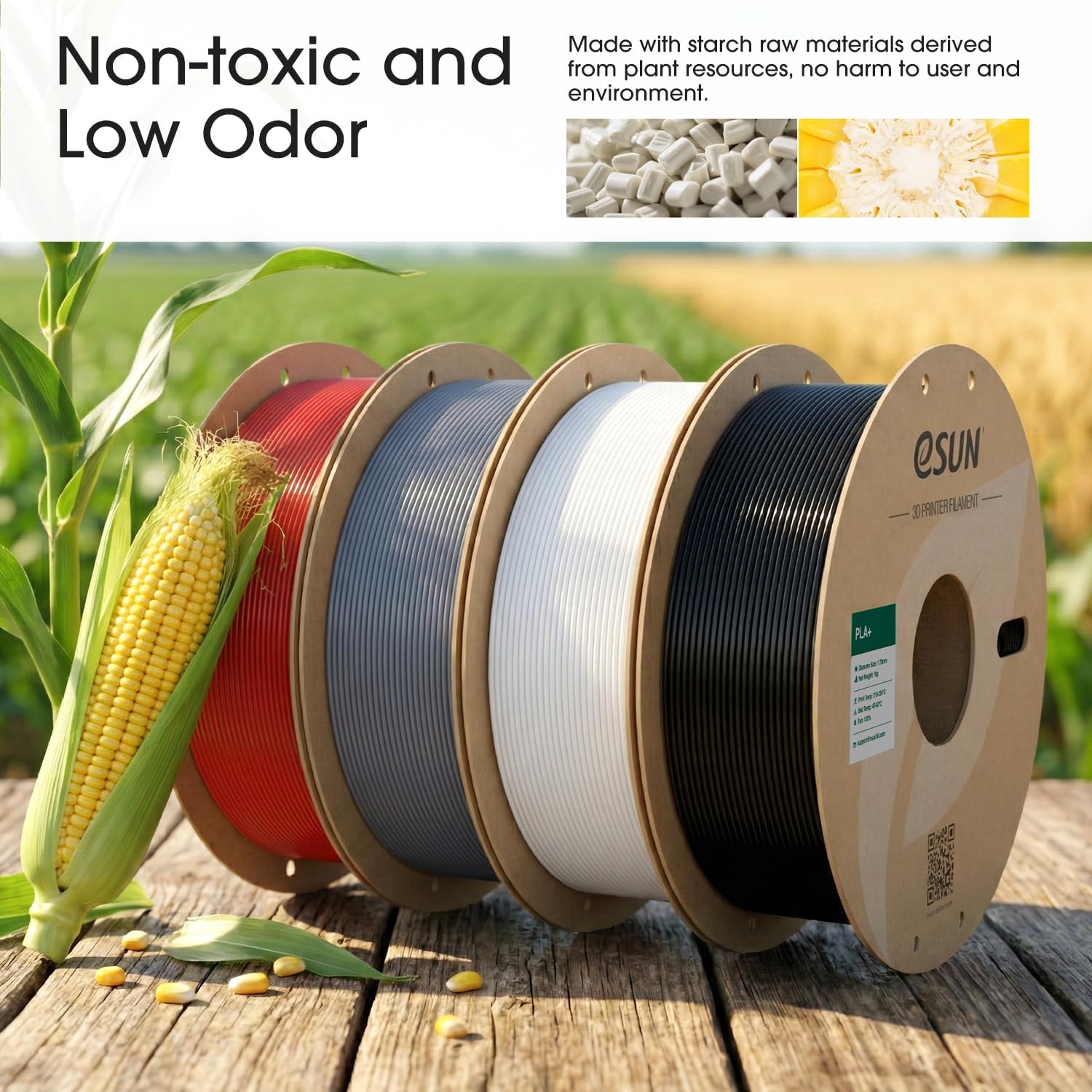 eSUN 10KG Bulk PLA+ Filament 1.75mm, Cold White, 10 Spool Pack (1KG/Spool) Pro-Grade High Toughness PLA Plus 3D Printer Filament, Clog-Free, Dimensional Accuracy +/- 0.03mm