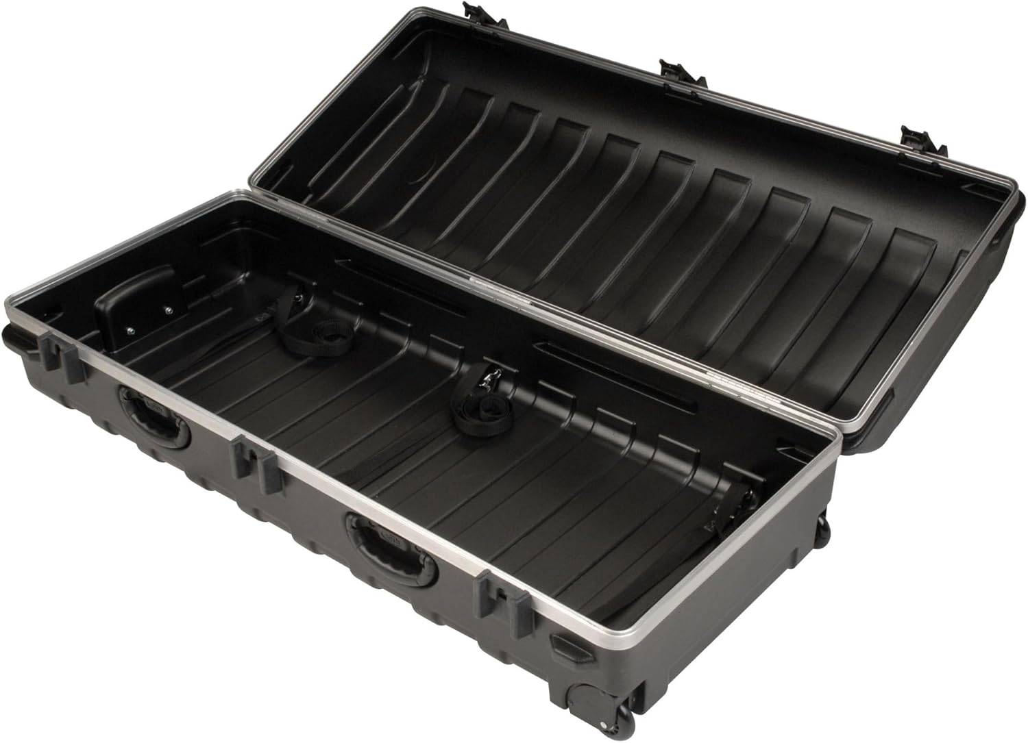 SKB ATA Large Stand Case with Wheels TSA Latches, Durable Transport Solution for Equipment, 49.5x20.25x13.5', Over-Molded Handle, Secure Straps, Black