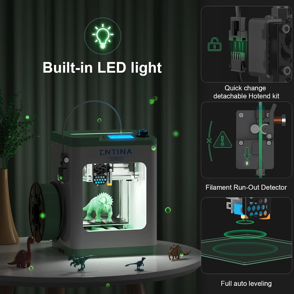 Entina TINA2S 3D Printers with WiFi Cloud Printing, Huge Library, Fully Assembled, Mini 3D Printer for Beginners and Kids with Auto Leveling, High Precision FDM 3D Printer for Home, School and Office