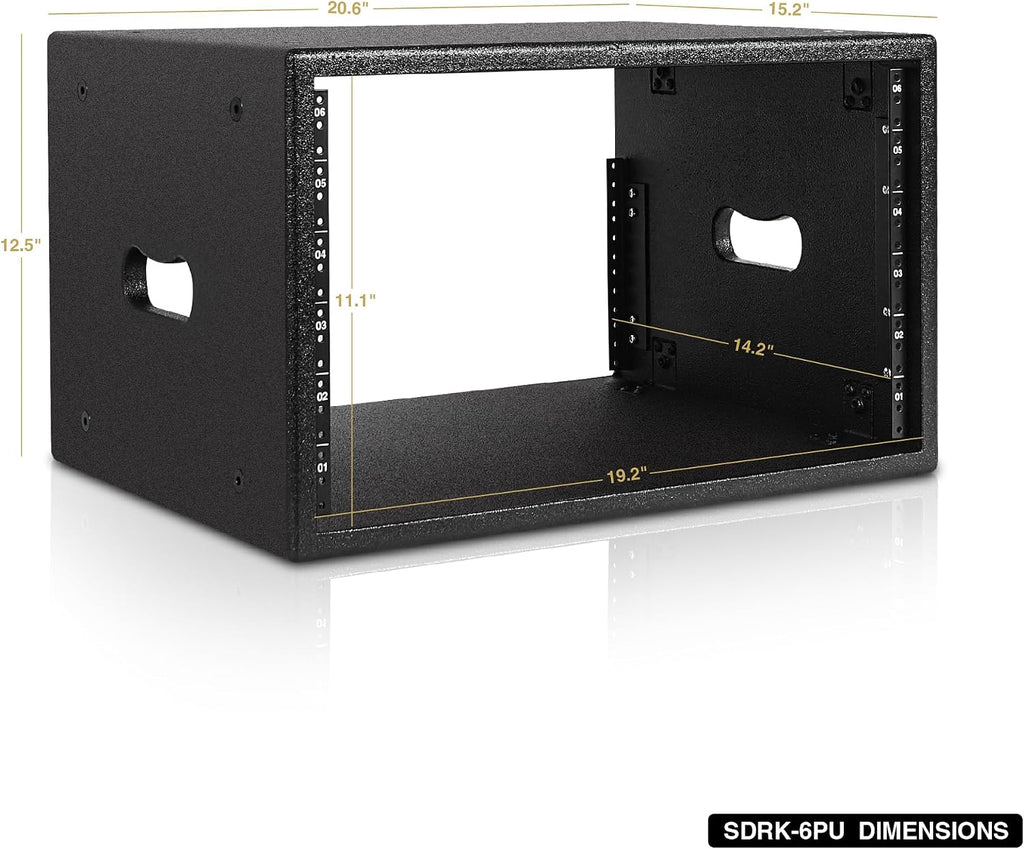 Sound Town 6U Studio Rack with 6-Space, Heavy-Duty 0.7' (18mm) Baltic Birch Plywood with Polyurea Coating, for Recording Room, Home Studio (SDRK-6PU)