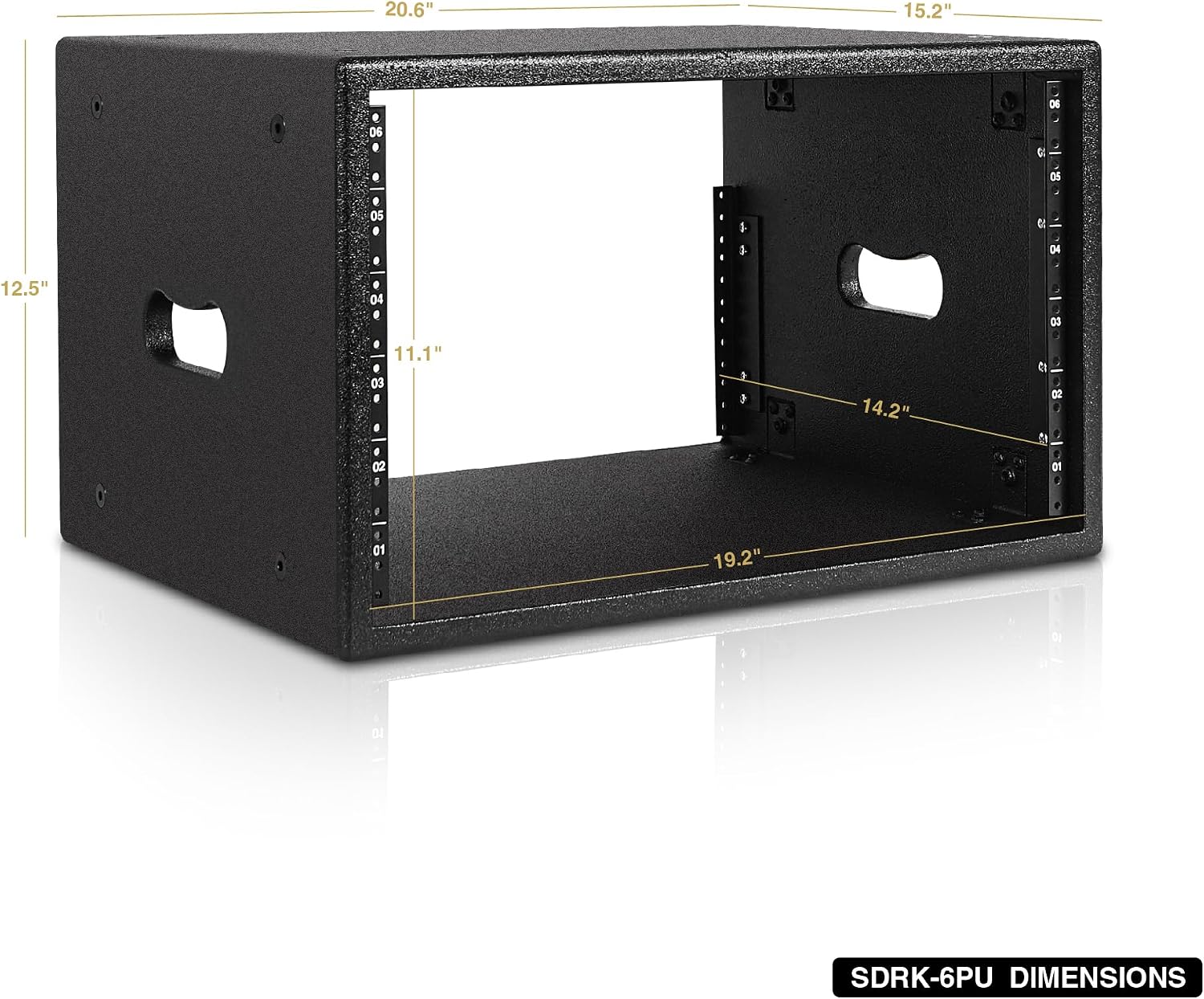 Sound Town 6U Studio Rack with 6-Space, Heavy-Duty 0.7' (18mm) Baltic Birch Plywood with Polyurea Coating, for Recording Room, Home Studio (SDRK-6PU)