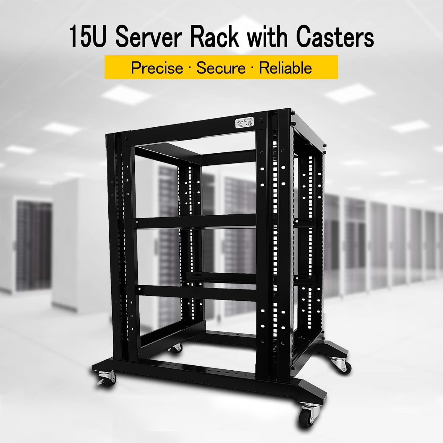 Server Rack Open Frame Rack 4 Post 19 inch Adjustable Server/Audio Rack Cold Rolled Steel(15U,31 Depth)