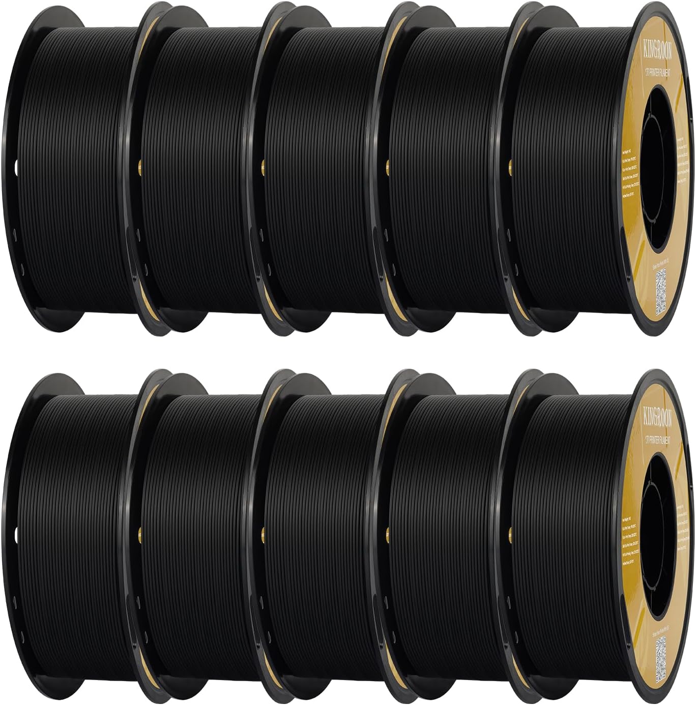 Kingroon Matte PLA Filament 1.75mm 3D Printer Filament Matte Filament 10kg Dimensional Accuracy +/- 0.02 mm (10 Rolls Black)