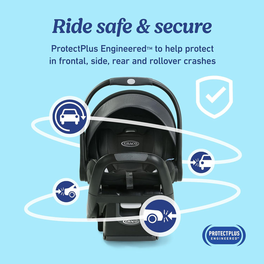 Graco SnugRide SnugFit DLX Infant Car Seat, Baby Car Seat Rear Facing with Anti Rebound Bar, Carseat with Adjustable Base and 5 Recline Positions, Spencer