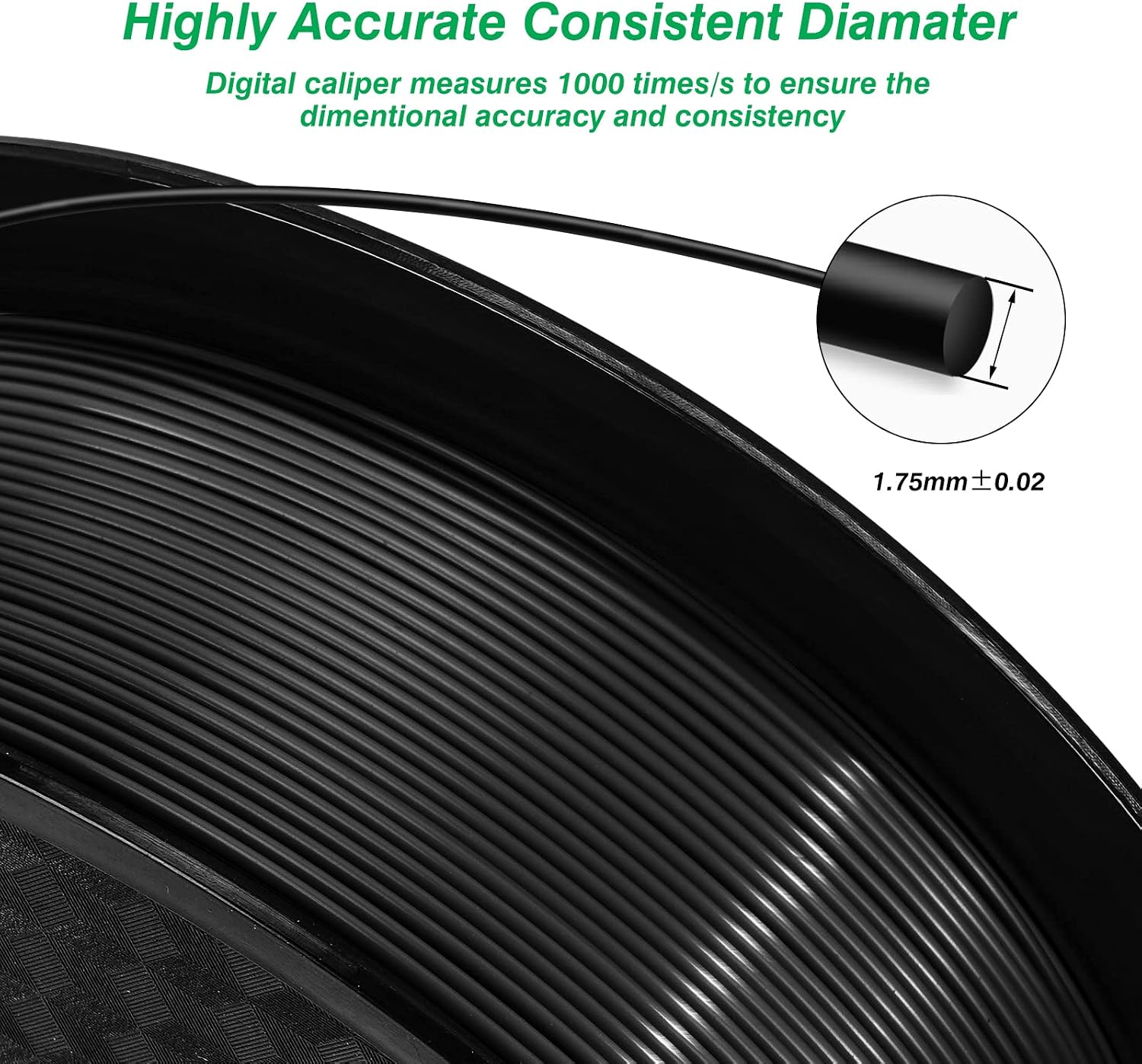 Kingroon PLA 3D Printer Filament,10 Rolls, Dimensional Accuracy +/- 0.02 mm, 10kg Spool(22lbs), 1.75 mm，Black