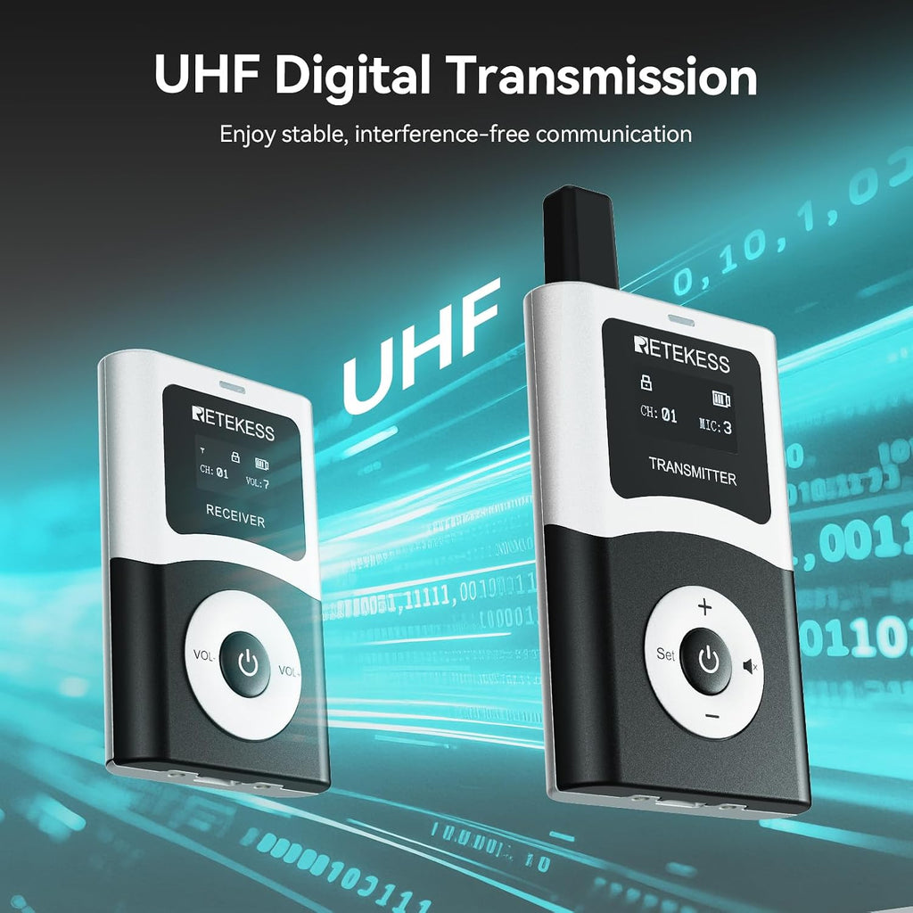 Retekess T130U(4nd Gen T130) Audio Tour Guide System, Tour Guide Headsets for Both Ear, 200m, 16 USB Charging Ports, Easy Operation, Translation System for Factory, School(1 Transmitter 10 Receivers)
