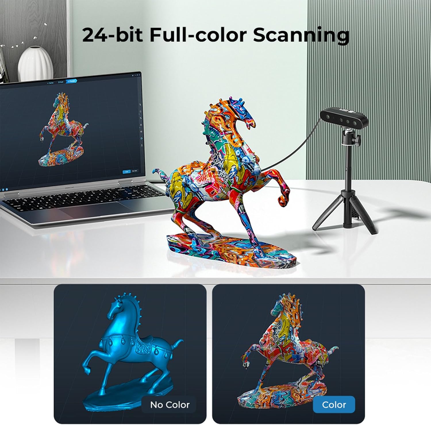 Creality CR-Ferret SE 3D Scanner Desktop Fast 0.1 Mm High Accuracy Flexible Scanning Range Anti-Shake 24-Bit Full-Color Scanning for Black Metal Non-Reflective Objects Mac Windows